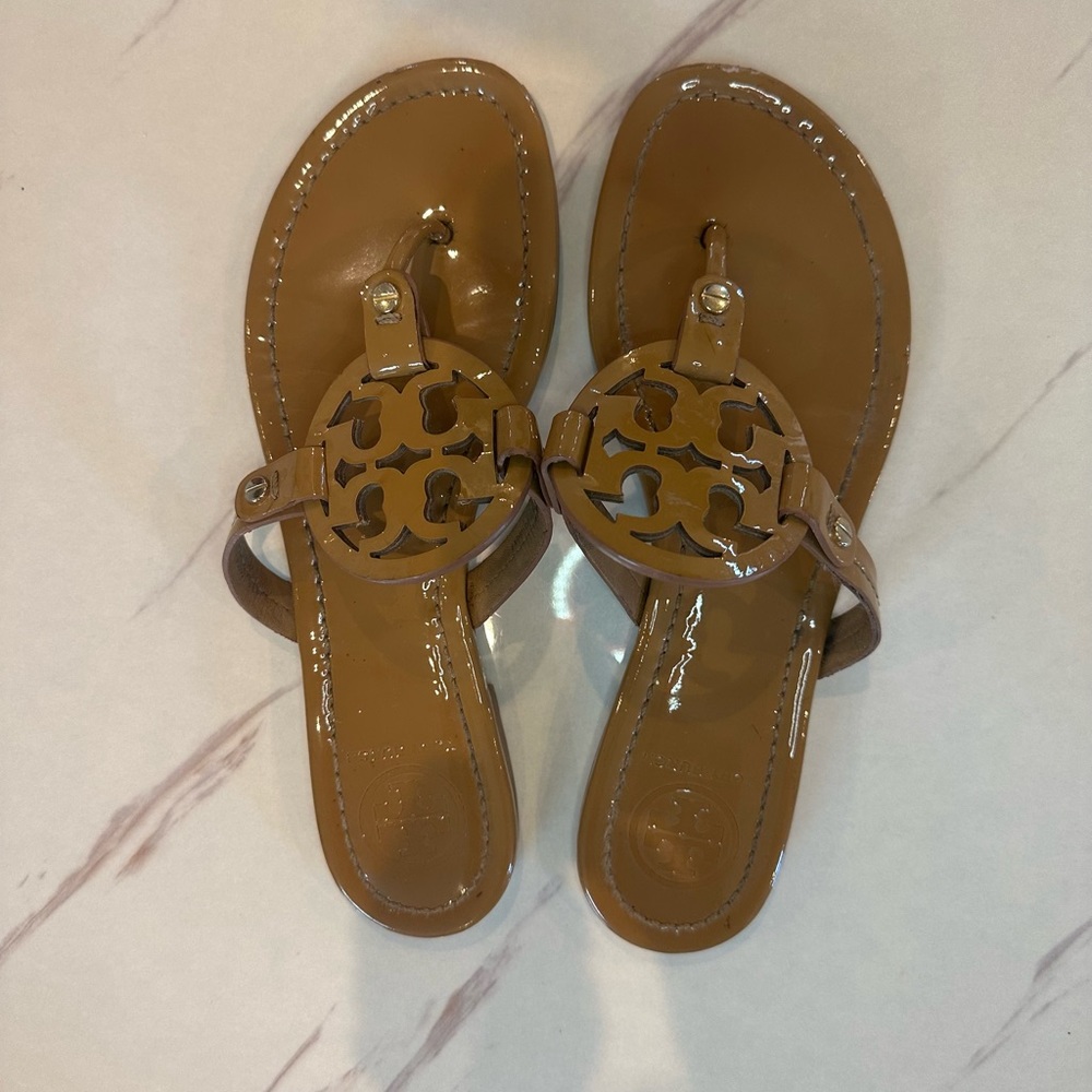 tory burch miller sandals tan size 8